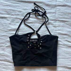 Black halter I.AM.GIA crop top!
